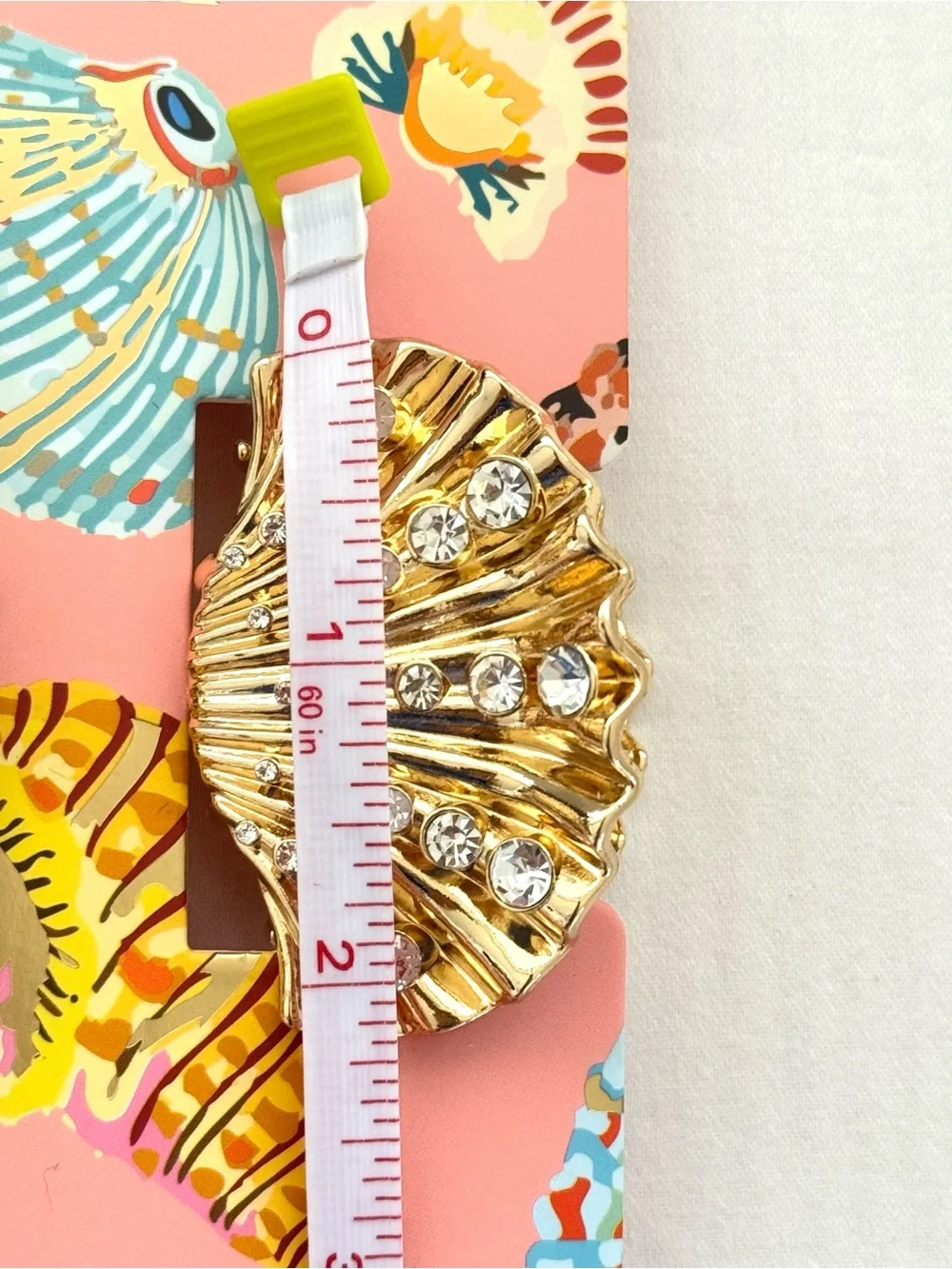 Piper K Gold Seashell Hair Claw Clip Duo (Large & Mini) Set w/ Rhinestones